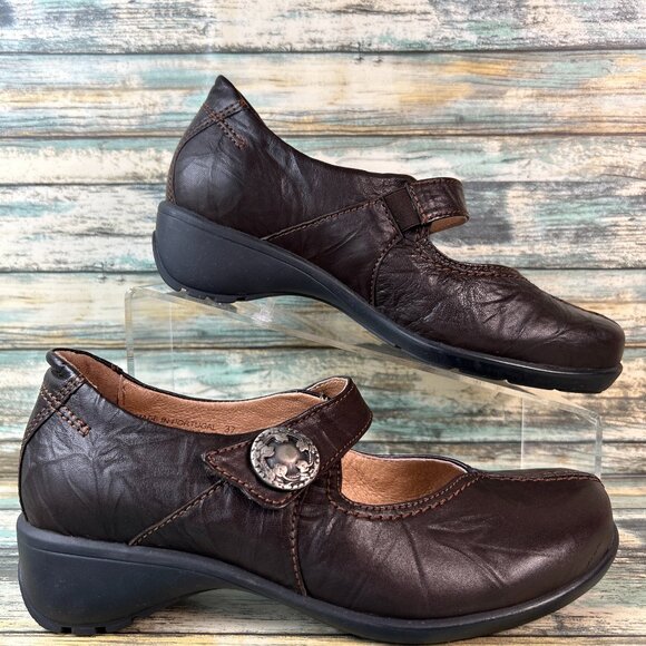 Sanita Mary Janes Size 5.5-6 Brown Leather Casual Student Walking Comfort Shoes - Picture 1 of 11